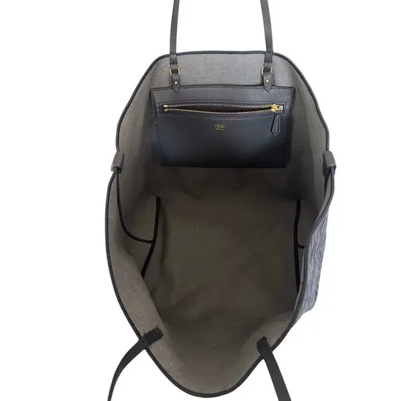 Fendi FF Zucca Monogram Dark Blue Large Roll Reversible Shopper - Picture 11 of 16